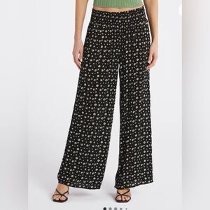 one 5 one Black and White Patterned Wide-Leg Pull On pants